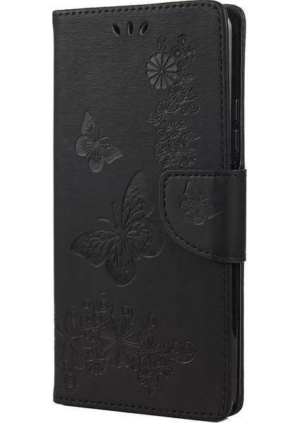 Baskılı Kelebekler Çiçek Deri Cüzdanı Xiaomi Redmi Için Stand Kılıfı Not 10 4g/not 10S/POCO M5S 4g-Black (Yurt Dışından)