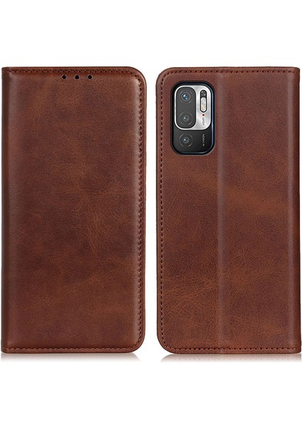 Manyetik Kapatma Bölünmüş Deri Cüzdan Stand Telefon Kapağı Kılıf Koruyucusu Xiaomi Redmi Note 10 5g/poco M3 Pro 5g/4g-Coffee (Yurt Dışından)