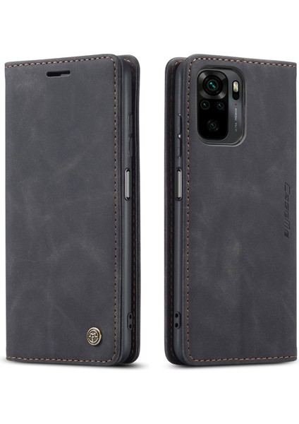 Basit Tasarım Otomatik Emme Deri Cüzdan Stand Stand Kılıfı Xiaomi Redmi Not 10 4g/not 10S/POCO M5S 4g-Black (Yurt Dışından) fiyatları