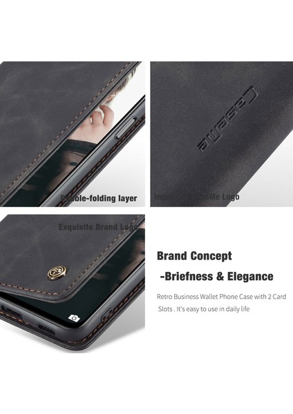 Basit Tasarım Otomatik Emme Deri Cüzdan Stand Stand Kılıfı Xiaomi Redmi Not 10 4g/not 10S/POCO M5S 4g-Black (Yurt Dışından) modelleri