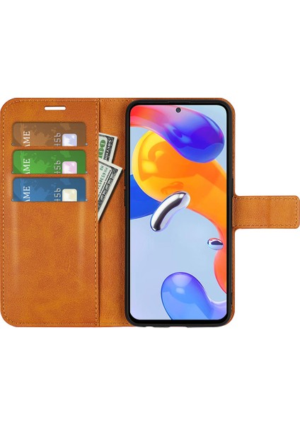 Xiaomi Redmi Için Note 12 Pro 4g/11 Pro 4g (Mediatek)/note 11 Pro 5g (Qualcomm) Manyetik Toka Dokulu Pu Deri Kapak Cüzdan Stand Telefon Kılıfı Sarı (Yurt Dışından) fırsatları