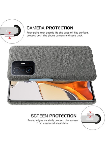 Xiaomi Için Dayanıklı Telefon Kabuğu Bez Kaplamalı Plastik Telefon Kasası 11T Pro/xiaomi 11T-GREY (Yurt Dışından)