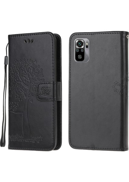 Baykuş Desen Baskı Tasarımı Deri Cüzdan Xiaomi Poco M5S 4g/redmi Için Not 10 4g/not 10S 4g-Black (Yurt Dışından)