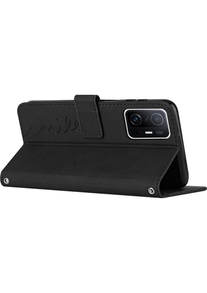 Xiaomi 11T 5G/11T Pro 5g Damla Geçirmez Kalp Şekli Baskılı Telefon Kılıfı Pu Deri Deri Touch Hissed Cüzdan Stand Iyi Koruma Kabuğu Strap-Black (Yurt Dışından) indirimleri