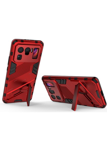 Kickstand Tasarım Anti-Drop Pc+Tpu Hibrit Telefon Kılıfı Xiaomi Mi 11 Ultra Kırmızı (Yurt Dışından)