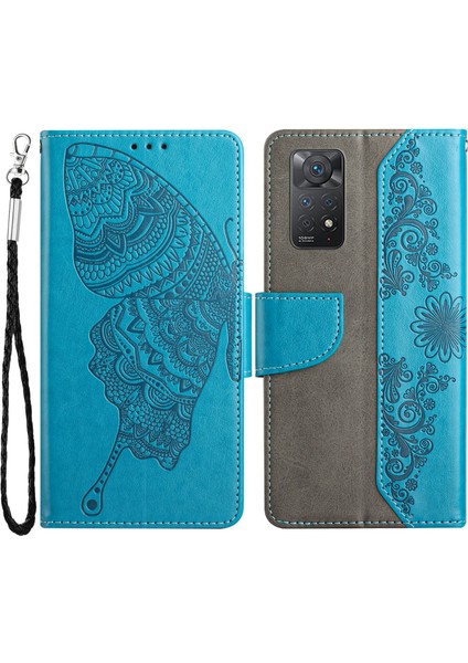 Xiaomi Redmi Için Note 12 Pro 4g/11 Pro 4g (Mediatek)/note 11 Pro 5g (Qualcomm) Telefon Kılıfı Şok Geçirmez Pu Deri Kapak Kelebek Çiçek Baskılı Telefon Koruyucu Cüzdan Stand (Yurt Dışından)