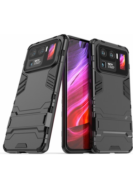 2'de 1 Hibrit Telefon Koruyucu Xiaomi Mi 11 Ultra-Black Için Kickstand Tasarım ile Tam Koruma Kapağı Kılıfı (Yurt Dışından)