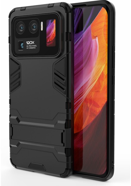 2'de 1 Hibrit Telefon Koruyucu Xiaomi Mi 11 Ultra-Black Için Kickstand Tasarım ile Tam Koruma Kapağı Kılıfı (Yurt Dışından)
