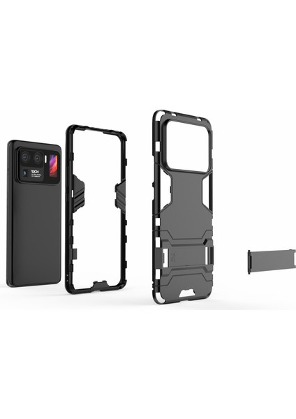 2'de 1 Hibrit Telefon Koruyucu Xiaomi Mi 11 Ultra-Black Için Kickstand Tasarım ile Tam Koruma Kapağı Kılıfı (Yurt Dışından)