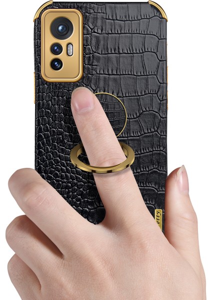 Xiaomi 12 5G/12X 5G/12S Için 5g Timsah Doku Telefon Kickstand Elektrokaplama Parmak Halka Tutucu Pu Deri Kaplamalı Tpu Telefon Kabuk-Sarı Kaplama (Yurt Dışından) indirimleri