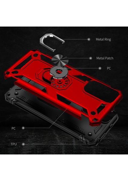 Xiaomi Redmi Için Not 11S 4g/not 11 4g (Qualcomm) Telefon Kılıfı Anti-Çizgi Şok Geçirmez Sabit Pc Yumuşak Tpu Koruyucu Kapak Dönebilir Yüzük Kickstand-Red (Yurt Dışından) fırsatları