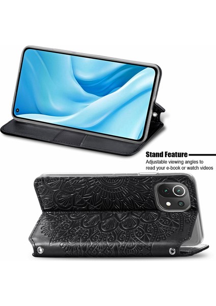 Basılı Mandala Çiçek Deseni Otomatik Absorlanmış Pu Deri Kılıf Stand Stand Cüzdanı Xiaomi Mi 11 Lite 4g/5g/11 Lite 5g Ne-Black (Yurt Dışından) fiyatları