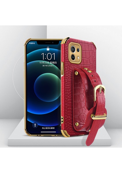 6d Elektrokürlü Timsah Doku Kickstand Tasarım Pu Deri Kaplamalı Tpu Telefon Kılıfı Xiaomi Mi 11 Lite 4g/5g/11 Lite 5g Ne-Kırmızı (Yurt Dışından)