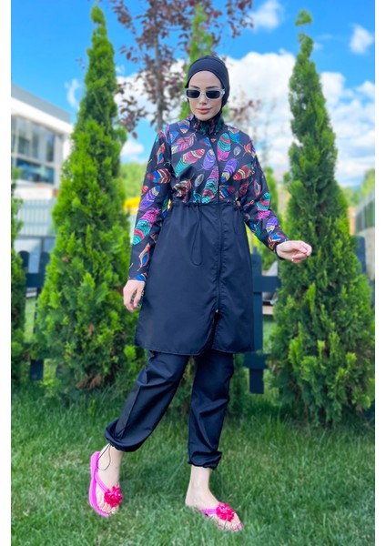 Remsa Paraşüt Tam Kapalı Tesettür Mayo Tüy Yaprak 2113 Funda