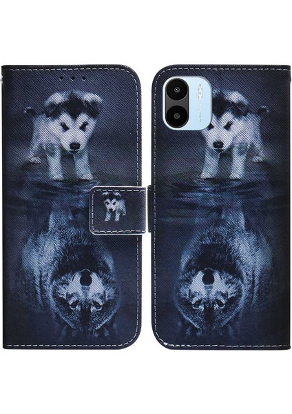Xiaomi Için Redmi A1 4g/a2 4g Desen Baskı Flip Pu Deri Stand Cüzdan Manyetik Kıta Şok Geçirmez Telefon Kapak Dog ve Wolf (Yurt Dışından)