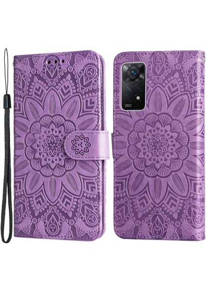 Xiaomi Redmi Için Note 12 Pro 4g/11 Pro 4g (Mediatek)/note 11 Pro 5g (Qualcomm)/note 11E Pro 5g Ayçiçeği Baskılı Pu Deri Stand Kılıfı Cüzdanlı Telefon Kapağı Kayış-Doğru (Yurt Dışından)