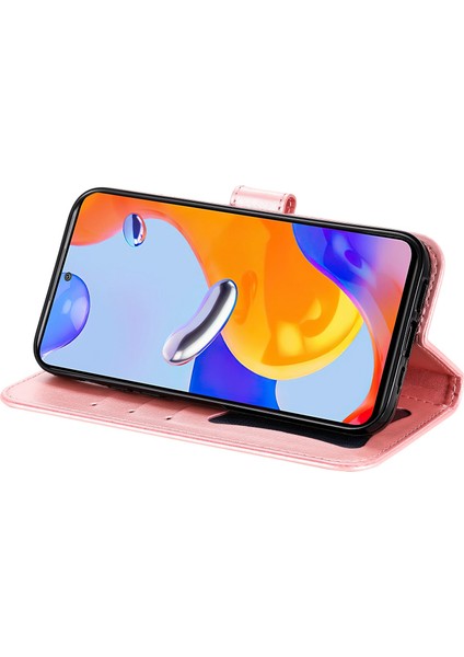 Xiaomi Redmi Için Note 12 Pro 4g/11 Pro 4g (Mediatek)/note 11 Pro 5g (Qualcomm) Kayış Tasarım Çiçeği Deri Deri Deri Stand Cep Telefon Kılıfı Altın (Yurt Dışından) modelleri