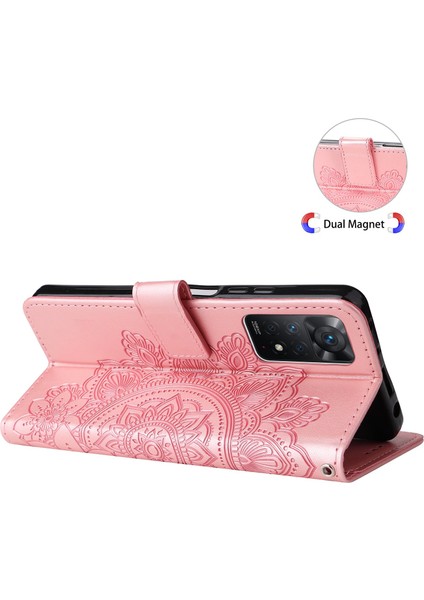 Xiaomi Redmi Için Note 12 Pro 4g/11 Pro 4g (Mediatek)/note 11 Pro 5g (Qualcomm) Kayış Tasarım Çiçeği Deri Deri Deri Stand Cep Telefon Kılıfı Altın (Yurt Dışından) fırsatları