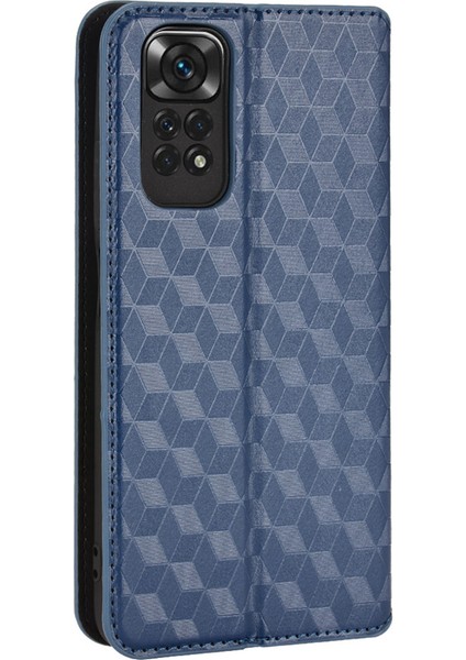 Xiaomi Için Redmi Note 11 4g (Qualcomm)/redmi Note 11S 4g Baskılı Rhombus Desen Flip Cüzdan Kılıfı Manyetik Adsorpsiyon Stand Yumuşak Tpu Iç Pu Deri Koruyucu Telefon Kapak-Mavi (Yurt Dışından) fırsatları