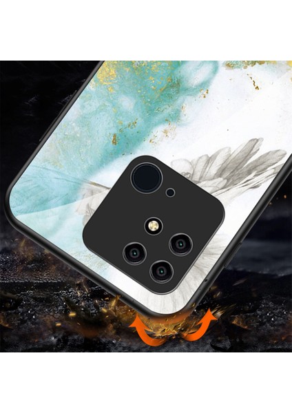 Xiaomi Redmi 10C Için Mayalı Desen Temperli Cam Kapak, Cilt Dostu Dokunmatik Desenli Cep Telefonu Kılıf Boşluğu Güvercin Mermeri (Yurt Dışından)