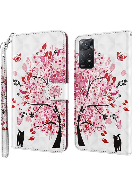 Xiaomi Redmi Için Note 12 Pro 4g/11 Pro 4g (Mediatek)/note 11 Pro 5g (Qualcomm) Cüzdan Telefon Kılıfı 3D Yaratıcı Desen Baskı Pu Deri Cüzdan Stand Özellik Flip Kapak Strap-Wish Ağacı (Yurt Dışından)