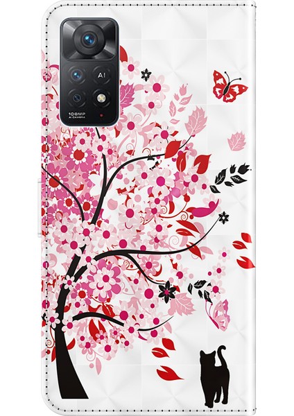 Xiaomi Redmi Için Note 12 Pro 4g/11 Pro 4g (Mediatek)/note 11 Pro 5g (Qualcomm) Cüzdan Telefon Kılıfı 3D Yaratıcı Desen Baskı Pu Deri Cüzdan Stand Özellik Flip Kapak Strap-Wish Ağacı (Yurt Dışından)