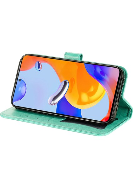 Xiaomi Redmi Için Note 12 Pro 4g/11 Pro 4g (Mediatek)/note 11 Pro 5g (Qualcomm) Kayış Tasarım Çiçeği Deri Deri Deri Deri Cep Telefonu Vaka Yeşili (Yurt Dışından) modelleri