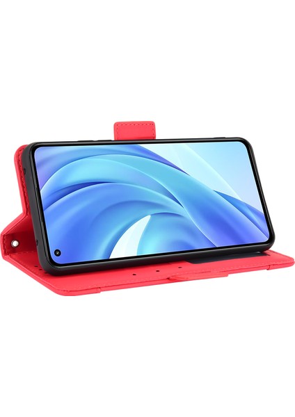 Cüzdan Tasarımı Birden Fazla Kart Yuvası Deri Deri Telefon Kılıfı Xiaomi Mi 11 Lite 4g/5g/mi 11 Lite 5g-Red (Yurt Dışından)