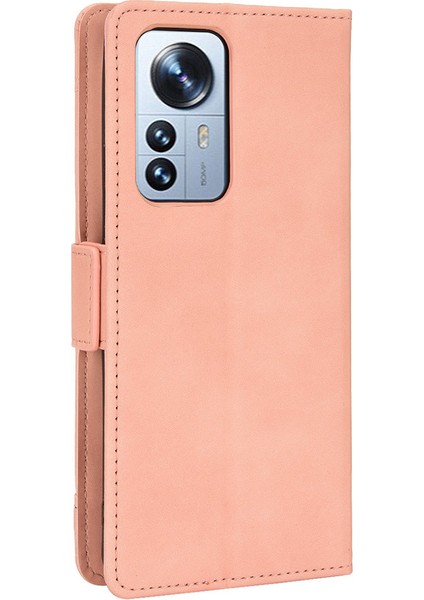 Xiaomi 12 Pro 5g /12S Pro 5g /12 Pro (Boyut) Için 5g Manyetik Kapanış Şok Geçirmez Çoklu Kart Yuvaları Cüzdan Kılıfı Pu Deri Deri Flip Cep Telefonu Kapak Pembe (Yurt Dışından) modelleri