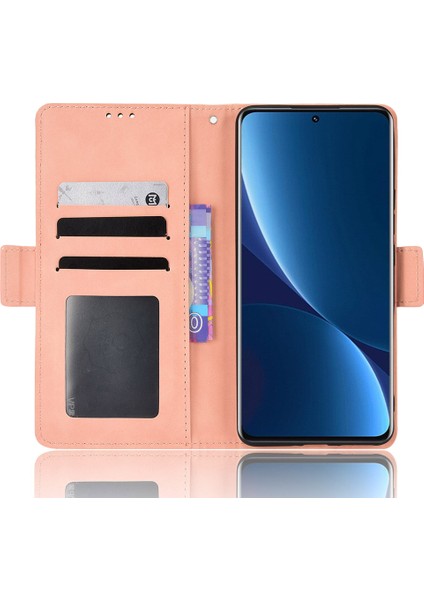 Xiaomi 12 Pro 5g /12S Pro 5g /12 Pro (Boyut) Için 5g Manyetik Kapanış Şok Geçirmez Çoklu Kart Yuvaları Cüzdan Kılıfı Pu Deri Deri Flip Cep Telefonu Kapak Pembe (Yurt Dışından) fırsatları