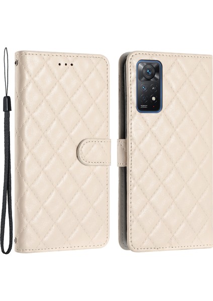 Xiaomi Redmi Için Note 12 Pro 4g/note 11 Pro 5g (Qualcomm)/11 Pro 4g (Mediatek) Deri Telefon Kasası Cüzdan Standı Kapak-Beyaz (Yurt Dışından)