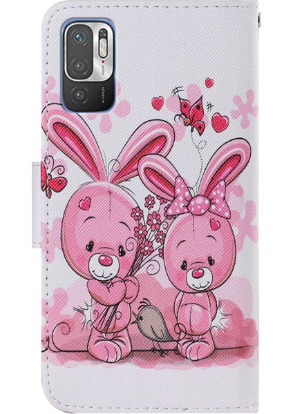 Tam Koruma Çapraz Doku Deseni Baskı Önleme Önleyici Cüzdan Tasarımı Deri Telefon Kılıfı Xiaomi Poco M3 Pro 4g/5g/redmi Not 10 5g/redmi Note 10T 5g-Yahudi Tavşanlar (Yurt Dışından) indirimleri