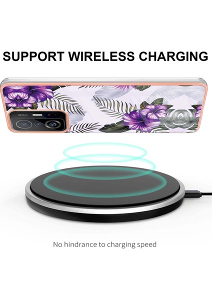 Mermer Tasarım Imd Iml Elektrokaplatma Yumuşak Touch Anti-Fingerprint Dayanıklı Tpu Telefon Kapağı Xiaomi 11T/11T Pro-Moral Çiçekler (Yurt Dışından)