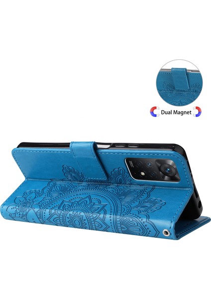 Xiaomi Redmi Için Note 12 Pro 4g/11 Pro 4g (Mediatek)/note 11 Pro 5g (Qualcomm) Kayış Tasarım Çiçeği Deri Deri Deri Stand Cep Telefonu Kılıf Mavisi (Yurt Dışından) fırsatları