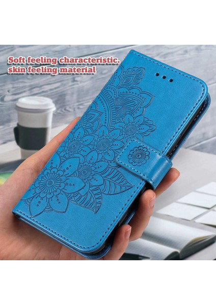 Xiaomi Redmi Için Note 12 Pro 4g/11 Pro 4g (Mediatek)/note 11 Pro 5g (Qualcomm) Kayış Tasarım Çiçeği Deri Deri Deri Stand Cep Telefonu Kılıf Mavisi (Yurt Dışından) indirimleri