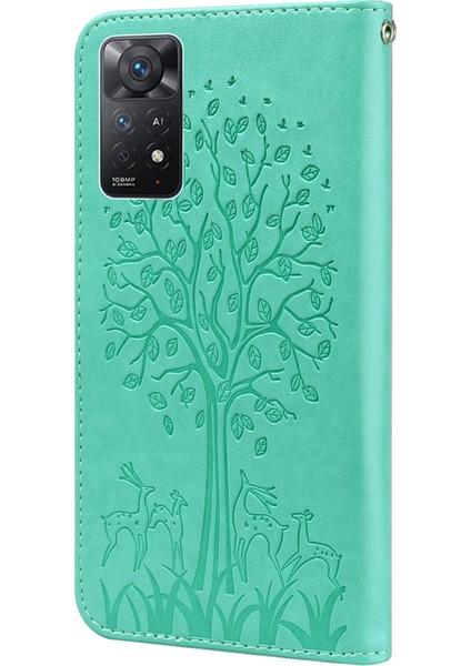 Xiaomi Redmi Için Note 12 Pro 4g/11 Pro 4g (Mediatek)/note 11 Pro 5g (Qualcomm) Baskılı Şık Geyik Ağacı Desen Standı Pu Deri+Tpu Anti-Çizelge Manyetik Kapak Yeşilleri (Yurt Dışından) fırsatları
