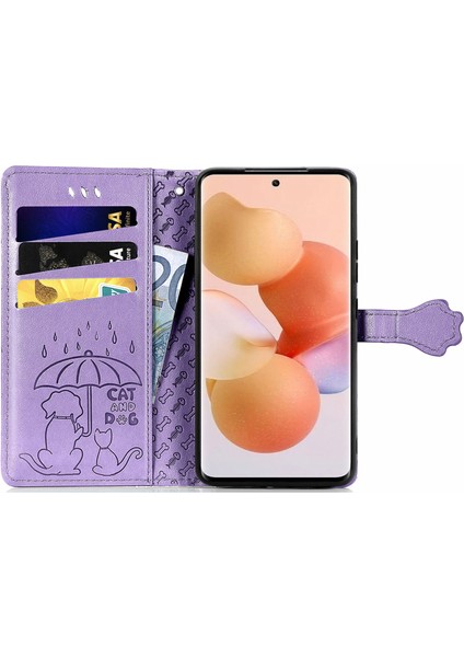 Xiaomi 12 5G/12X 5G/12S Için 5g Cüzdan Telefon Kapak Kabuklu Pu Deri Baskılı Kedi Köpek Deseni Stand Flip Cep Telefon Vaka-Doğru (Yurt Dışından) fırsatları