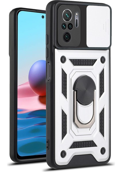 Kamera Slayt Şok Geçirmez Telefon Kasası, Xiaomi Için Kickstand ile Kapak Note 10 4G/10S 4g/poco M5S 4g-Sılver (Yurt Dışından)