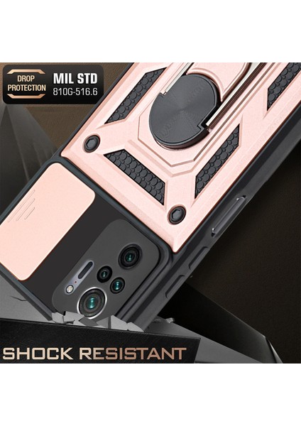 Kamera Slayt Şok Geçirmez Telefon Kasası, Xiaomi Için Kickstand ile Kapak Note 10 4G/10S 4g/poco M5S 4g-Sılver (Yurt Dışından) modelleri