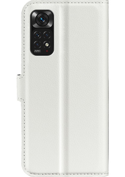 Xiaomi Için Redmi Note 11 4g (Qualcomm)/redmi Note 11S 4g Litchi Doku Katlama Stand Telefon Kılıfı Pu Deri Manyetik Kapatma Cüzdan Kapak-Beyaz (Yurt Dışından) modelleri