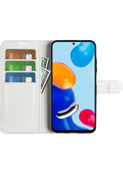 Xiaomi Için Redmi Note 11 4g (Qualcomm)/redmi Note 11S 4g Litchi Doku Katlama Stand Telefon Kılıfı Pu Deri Manyetik Kapatma Cüzdan Kapak-Beyaz (Yurt Dışından) fırsatları
