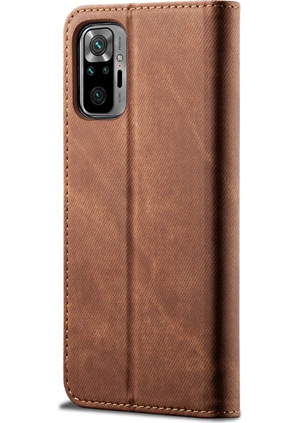 Jeans Bez Doku Boş Zaman Tarzı Telefon Kabuk Kapağı Cüzdan Standı Xiaomi Poco M5S 4g/redmi Not 10 4g/not 10S 4g-Brown (Yurt Dışından) modelleri