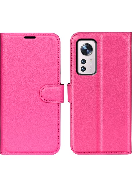 Xiaomi 12 Pro 5G/12S Pro 5g/12 Pro (Boyut) 5g Litchi Doku Pu Deri Kılıf Tpu Stand Cüzdan Rosalı Telefon Kapağı (Yurt Dışından)