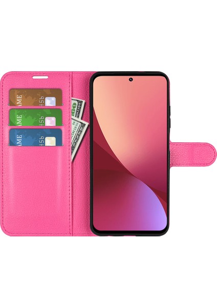 Xiaomi 12 Pro 5G/12S Pro 5g/12 Pro (Boyut) 5g Litchi Doku Pu Deri Kılıf Tpu Stand Cüzdan Rosalı Telefon Kapağı (Yurt Dışından) fırsatları