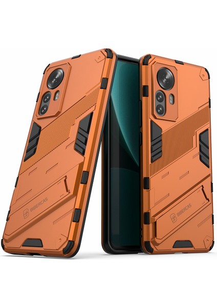 Xiaomi 12 Pro 5g /12S Pro 5g /12 Pro (Boyut) 5g Çift Katman Sert Pc+Yumuşak Tpu Şok Geçirmez Koruyucu Telefon Kasası Kickstand-Orange ile (Yurt Dışından)