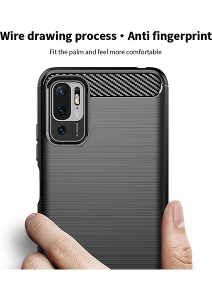 Xiaomi Redmi Için Karbon Fiber Fırçalanmış Esnek Tpu Telefon Kapağı Not 10 5g/poco M3 Pro 5g-Blue (Yurt Dışından) modelleri