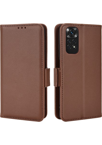 Xiaomi Için Redmi Note 11 4g (Qualcomm)/redmi Not 11S 4g Litchi Doku Pu Deri Cüzdan Kılıfı Stand Manyetik Kapatma Şok Geçirmez Telefon Kapak-Kahverengi (Yurt Dışından) fiyatları