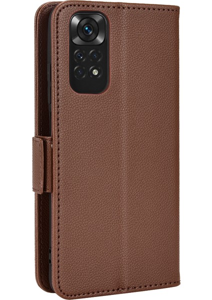 Xiaomi Için Redmi Note 11 4g (Qualcomm)/redmi Not 11S 4g Litchi Doku Pu Deri Cüzdan Kılıfı Stand Manyetik Kapatma Şok Geçirmez Telefon Kapak-Kahverengi (Yurt Dışından) modelleri