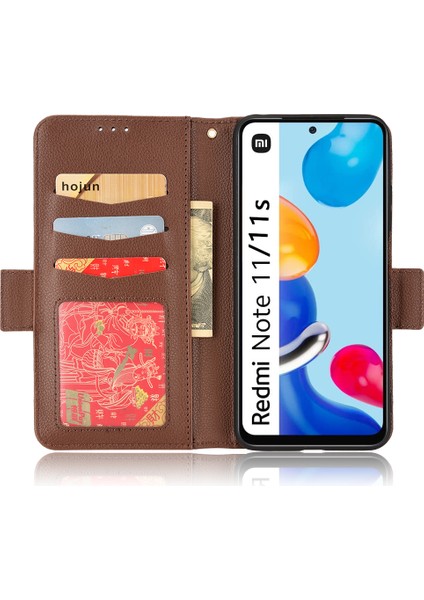 Xiaomi Için Redmi Note 11 4g (Qualcomm)/redmi Not 11S 4g Litchi Doku Pu Deri Cüzdan Kılıfı Stand Manyetik Kapatma Şok Geçirmez Telefon Kapak-Kahverengi (Yurt Dışından) fırsatları