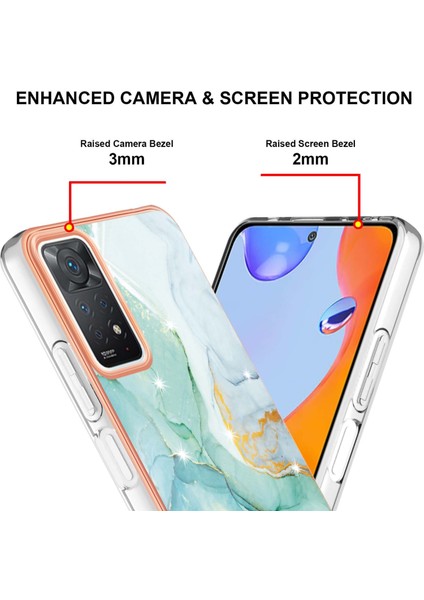 Xiaomi Redmi Için Note 12 Pro 4g/11 Pro 4g (Mediatek)/note 11 Pro 5g (Qualcomm) Elektrumramalı Çerçeve Imd Kılıf Kılıfı Mermer Desen Yumuşak Tpu Telefon Kapağı Yeşil 003 (Yurt Dışından) fırsatları